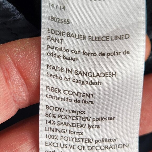 Eddie Bauer Pants Womens 14 Black Fleece Lined Hi Rise Cargo Jogger Sweatpants - Picture 13 of 16